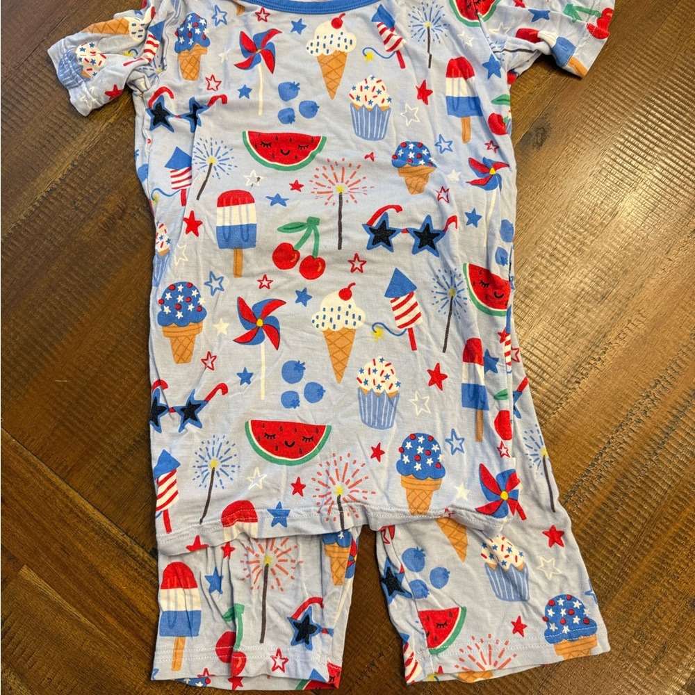 Little Sleepies Gray Pajama Set with Colorful Prints